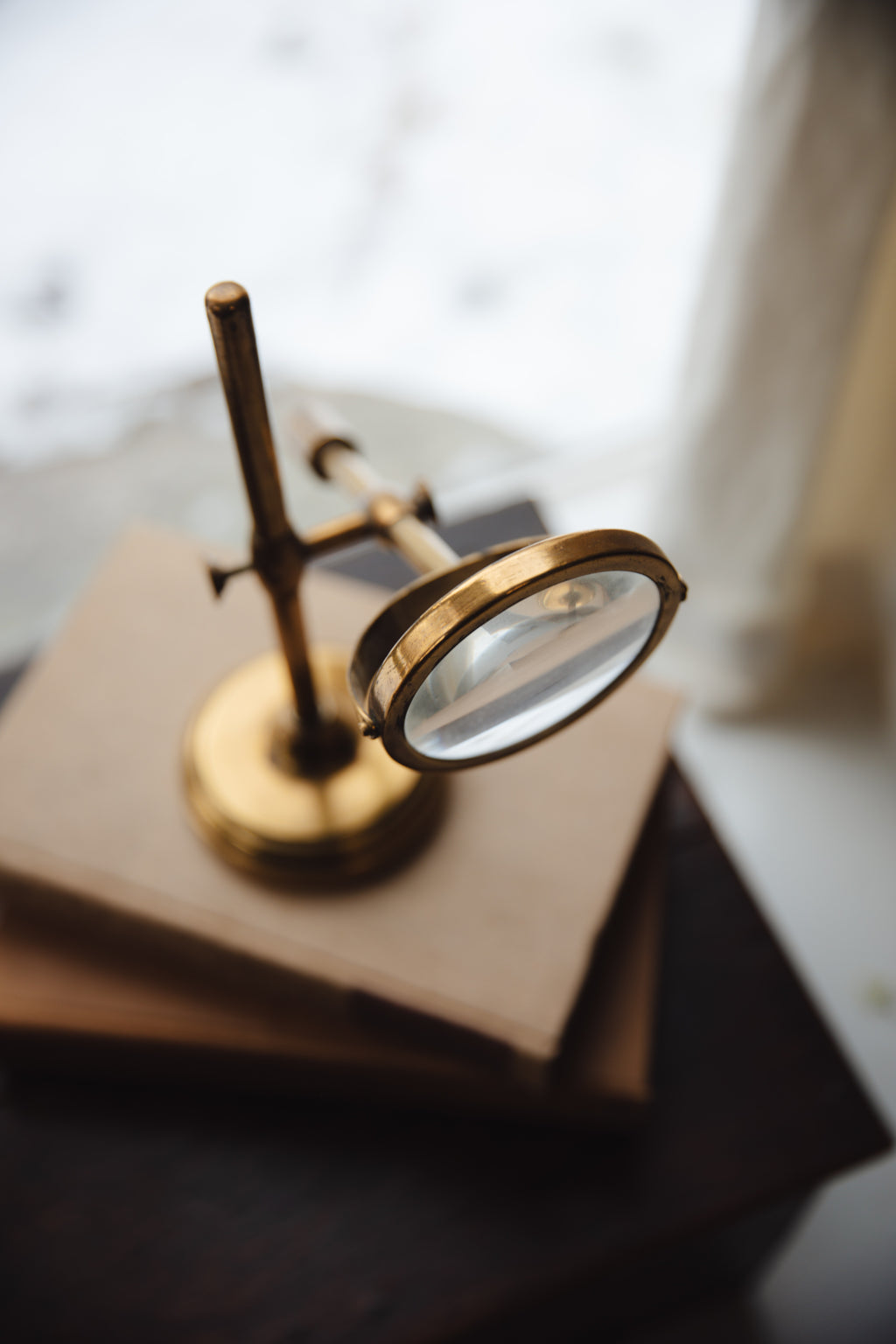 Brass Standing Magnifying Glass