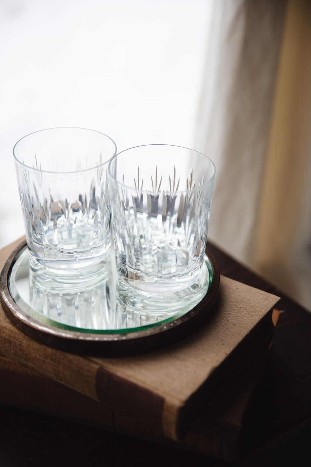 Cut Crystal Double Old Fashioned Glasses (Set of Two)
